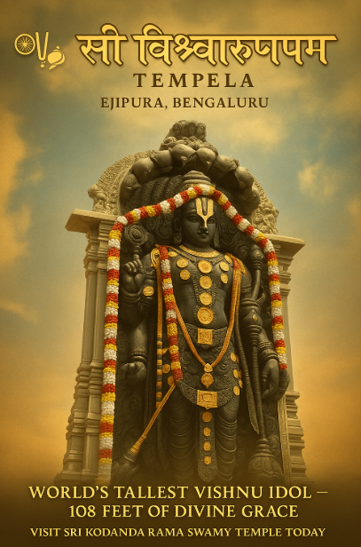 Sri Vishwaroopam Temple Ejipura Bangalore – 108‑ft Maha Vishnu Statue